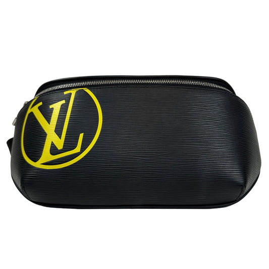 PRE-OWNED LOUIS VUITTON LV Circle Black and Yellow BumBag Epi Leather _248