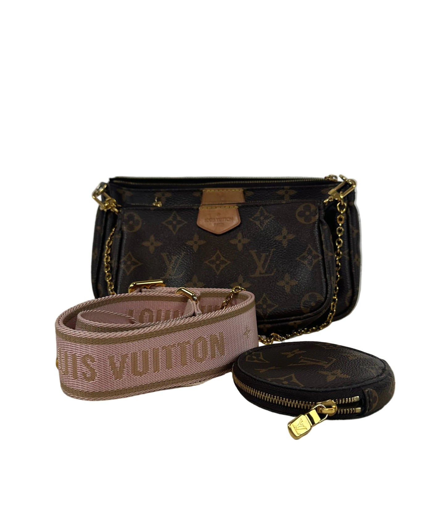 Pre-owned LOUIS VUITTON Multi Pochette Accessoires Monogram Canvas Pink strap _ 243
