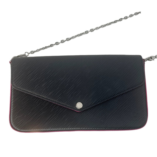 Pre-owned LOUIS VUITTON Felicie Black leather pink interior with box