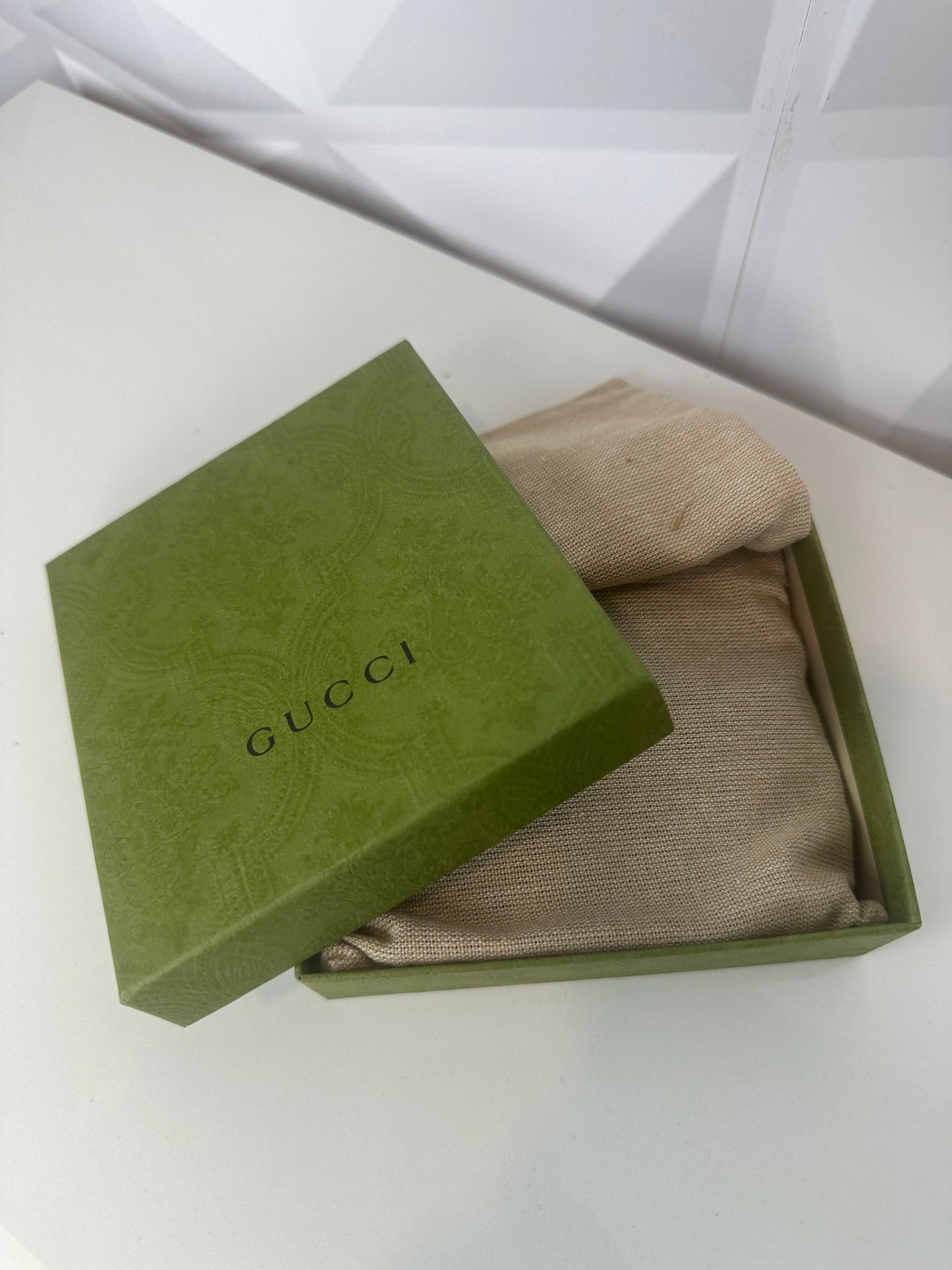 Pre-owned GUCCI blue wallet with box