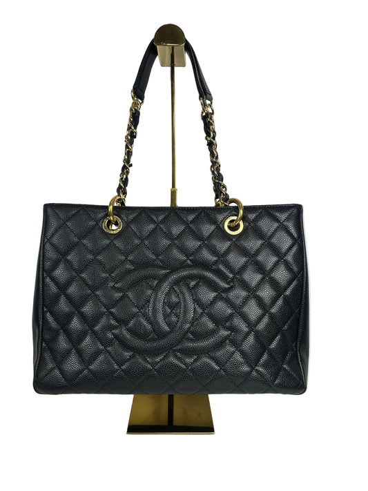 Pre-owned CHANEL Matelasse Chain Tote Black Caviar Leather _ 124