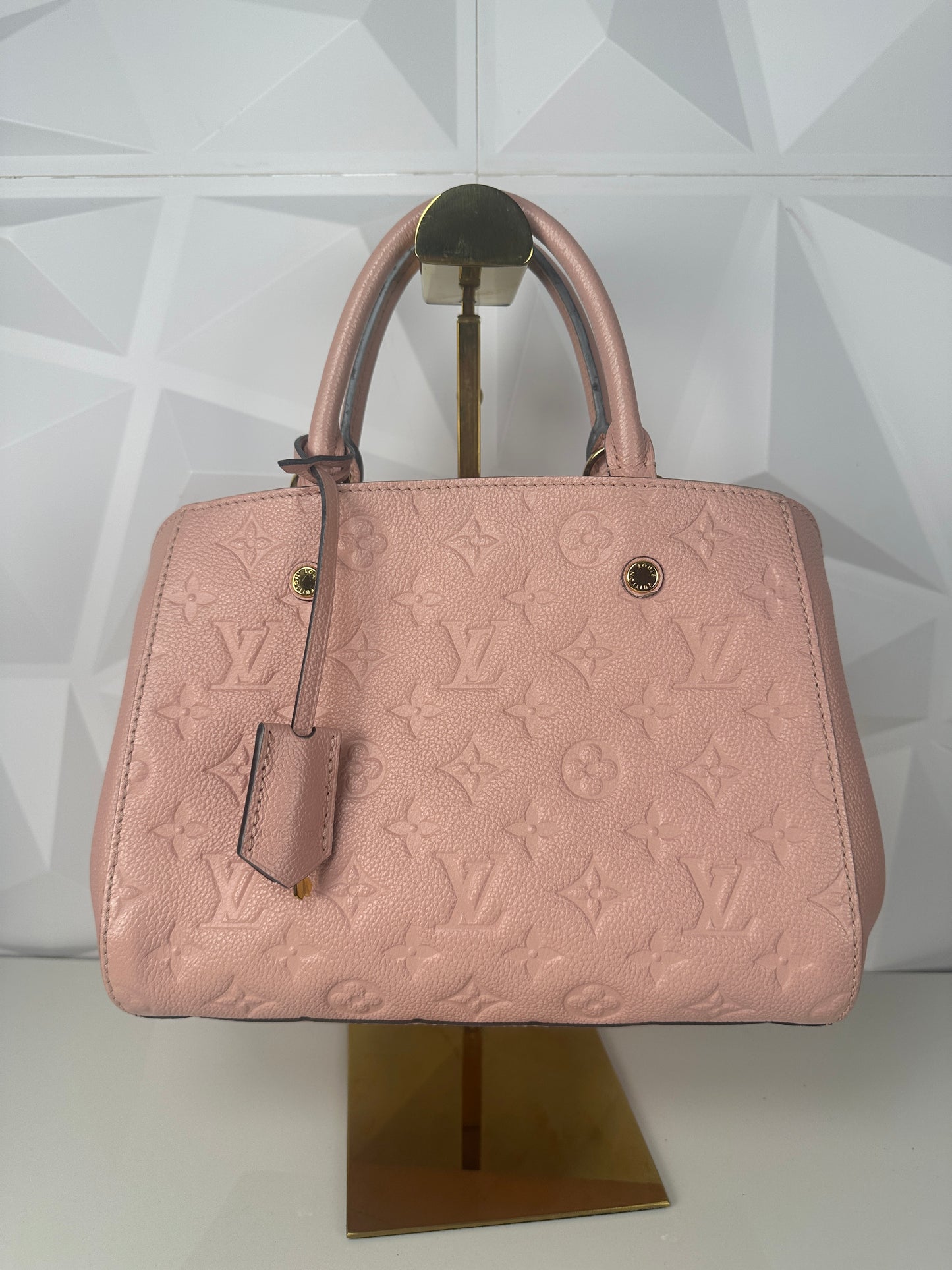 Pre owned LOUIS VUITTON Montaigne BB Monogram Empreinte Rose Poodle