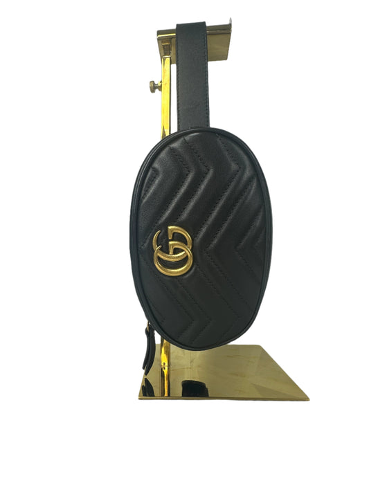 Pre-owned GUCCI Marmont Matelasse Belt Bag In Black