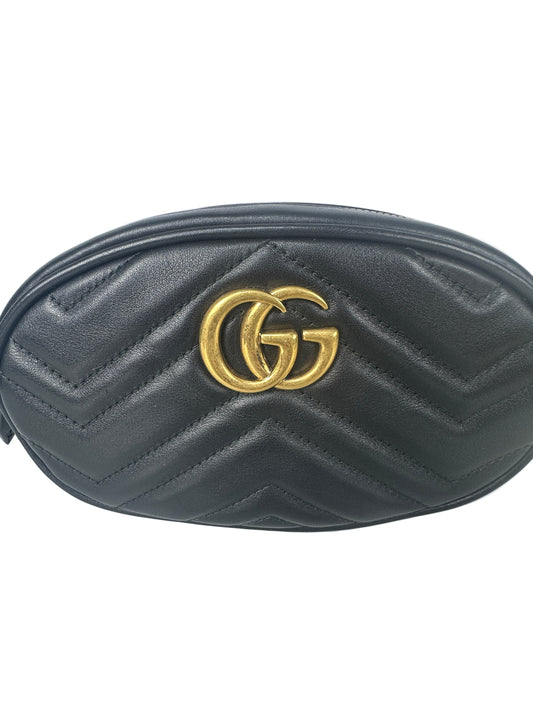 Pre-owned GUCCI Marmont Matelasse Belt Bag In Black