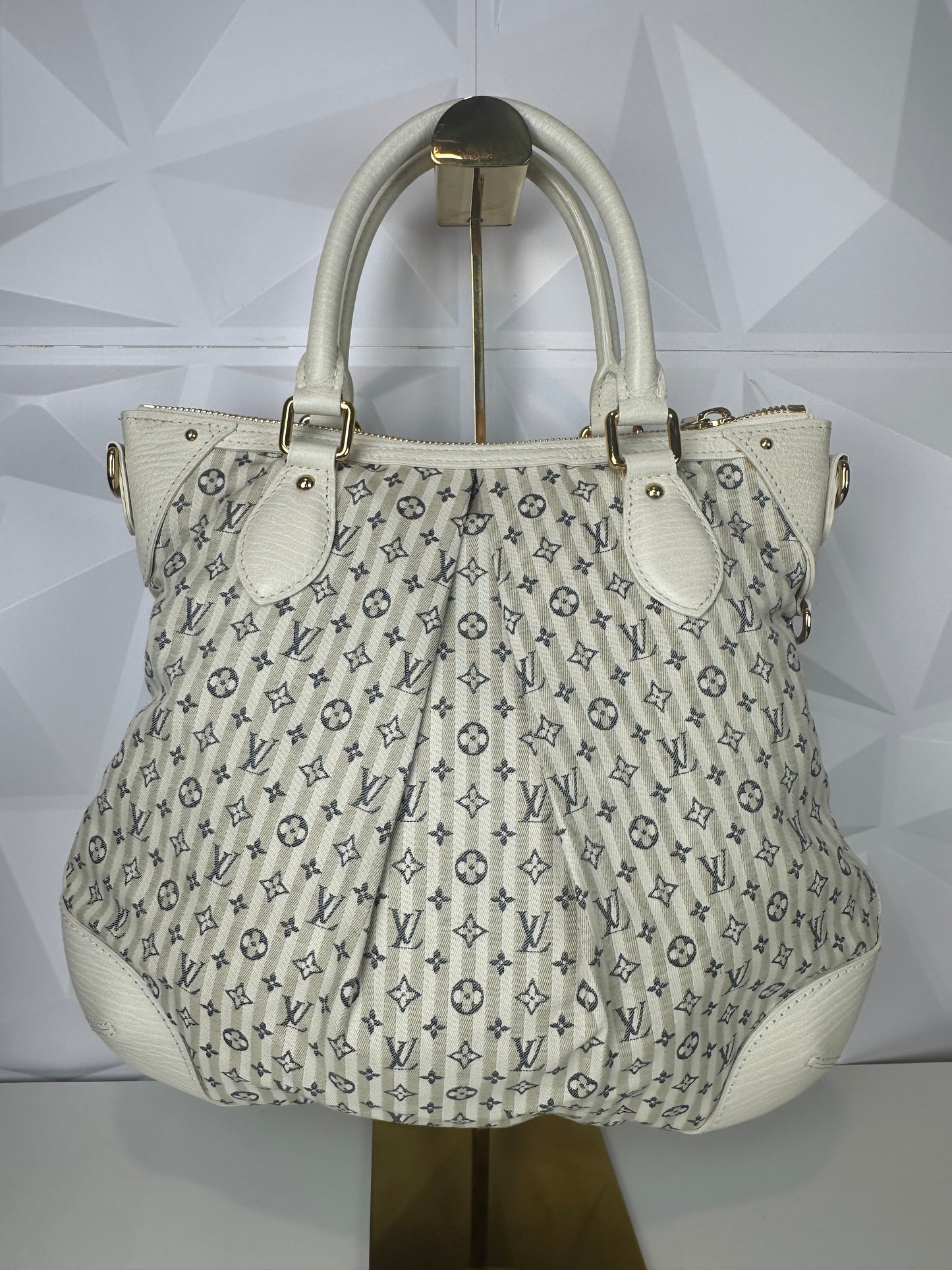 Preowned LOUIS VUITTON Blue/White Monogram Marina Ivory Denim
