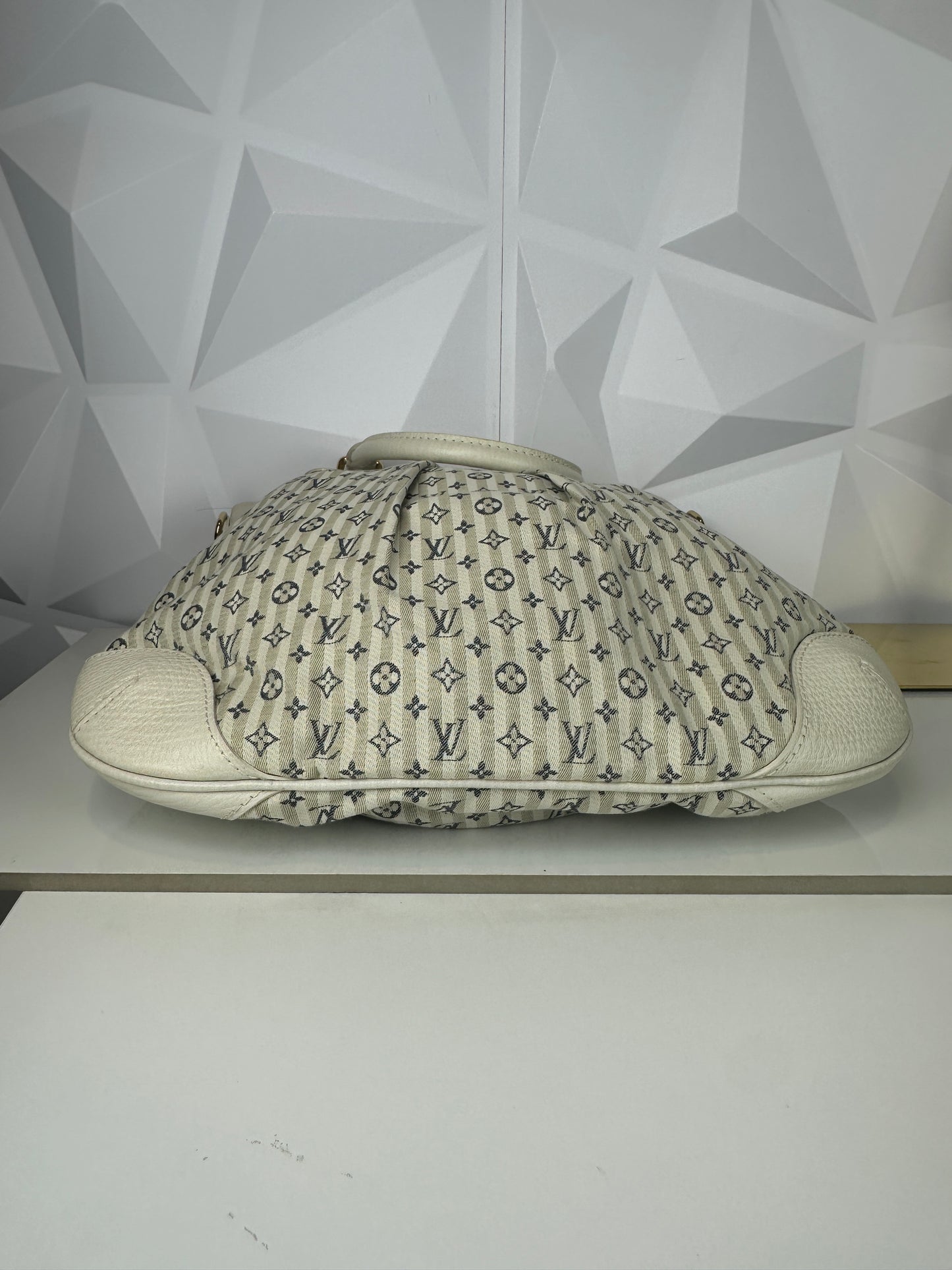 Preowned LOUIS VUITTON Blue/White Monogram Marina Ivory Denim