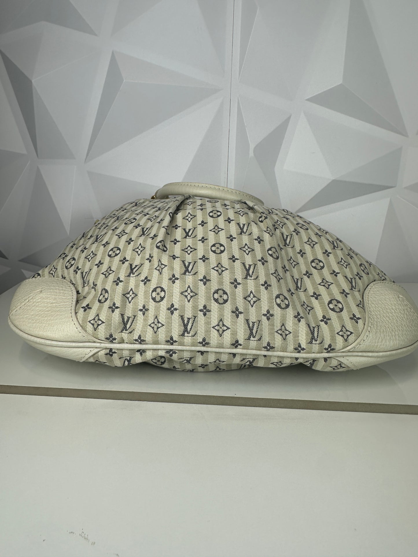 Preowned LOUIS VUITTON Blue/White Monogram Marina Ivory Denim