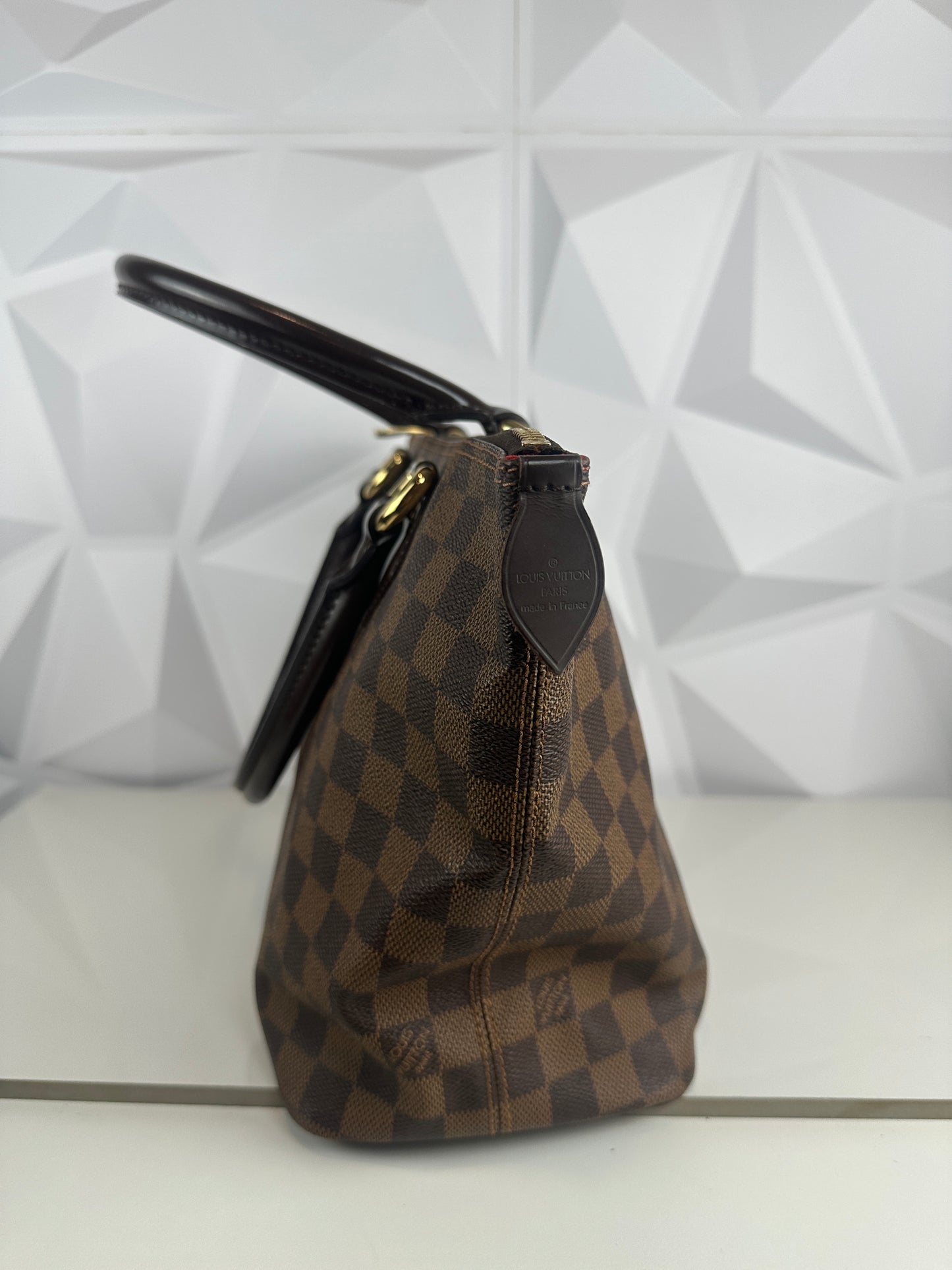 Pre owned LOUIS VUITTON Saleya PM Damier Ebene Tote with Dust bag