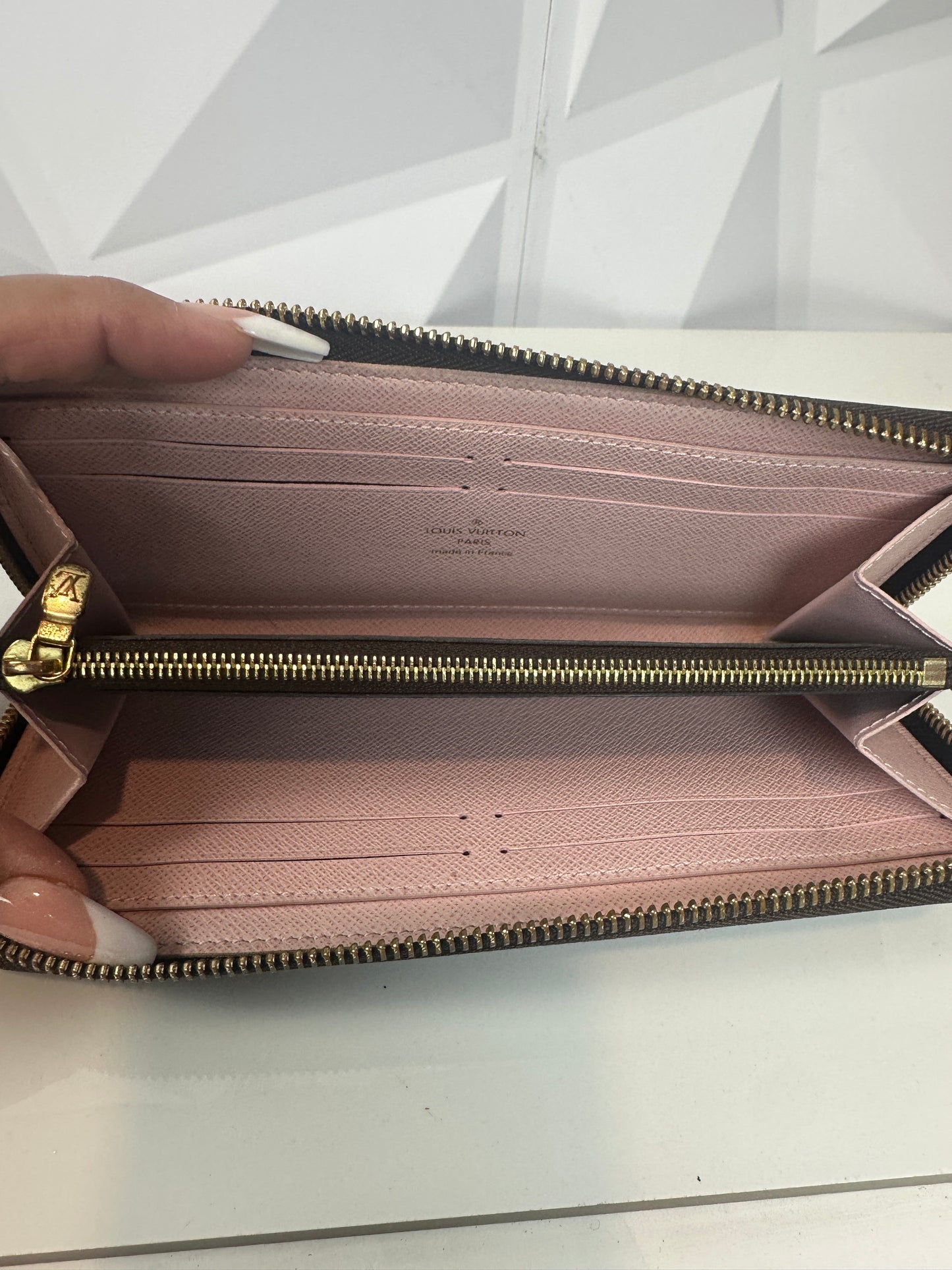 Pre-owned LOUIS VUITTON Clemence Rose Ballerine Portefeuille Monogram Canvas