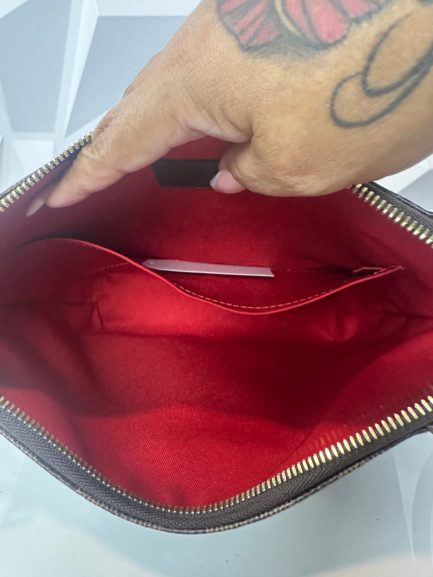 Pre-owned LOUIS VUITTON Damier South Bank Besace Red interior