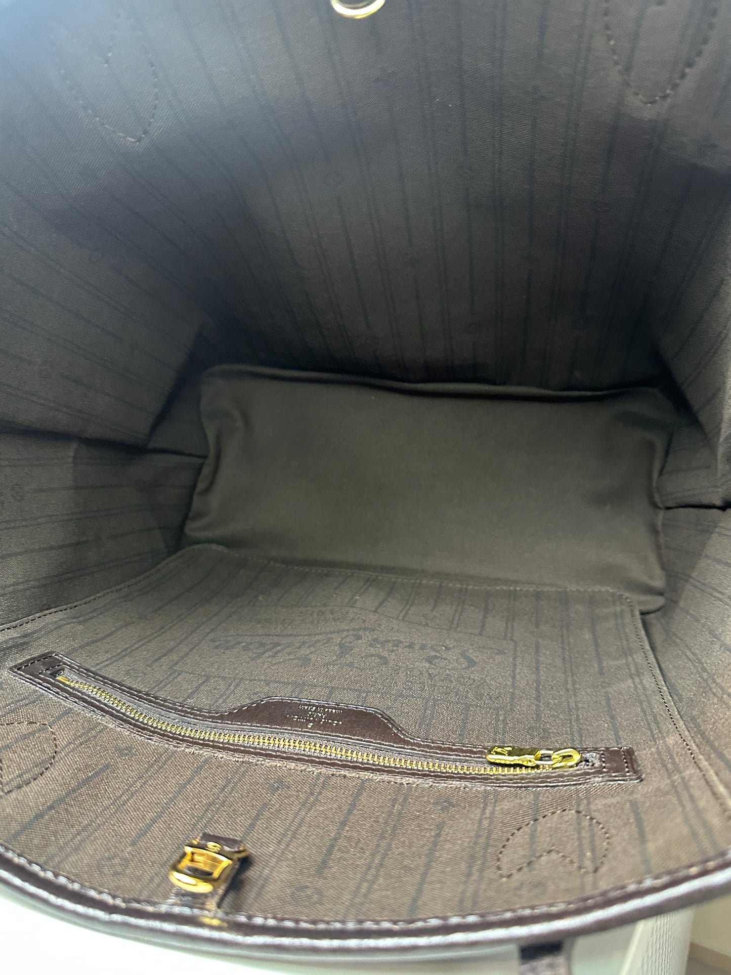 Pre-owned LOUIS VUITTON Neverfull MM Fuzan in Dark Brown