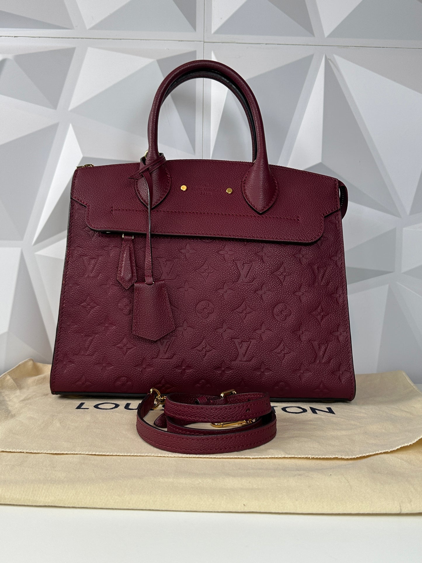 Pre-owned LOUIS VUITTON Pont Neuf Monogram Empreinte MM Burgundy
