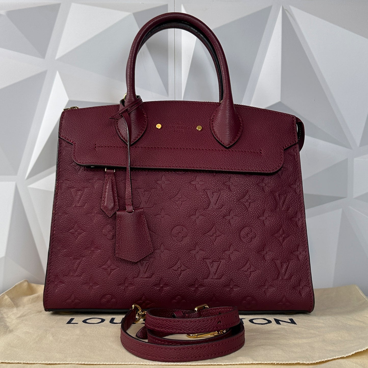 PRE-OWNED LOUIS VUITTON Pont Neuf Monogram Empreinte MM Burgundy _ 169