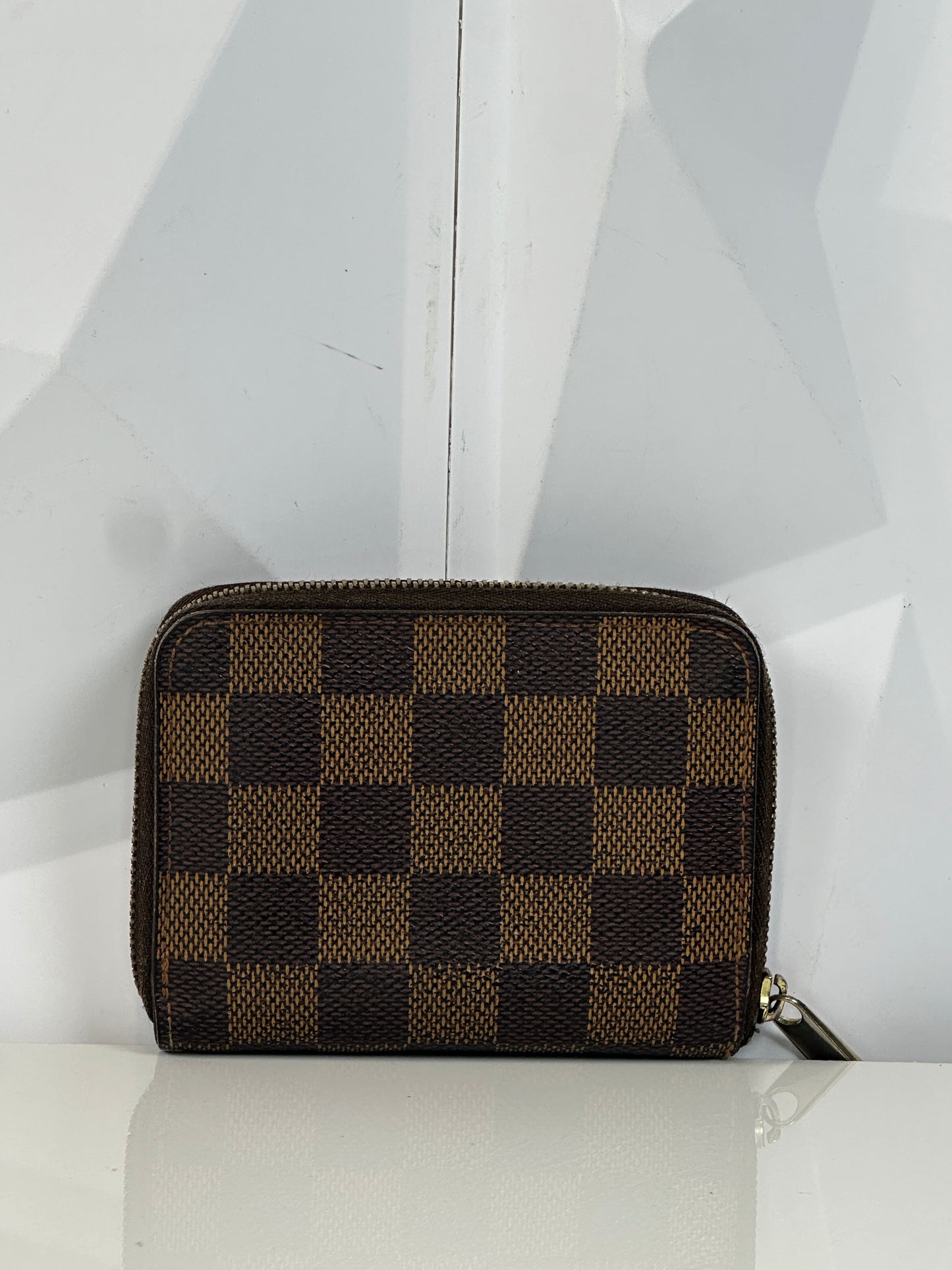 Pre-owned LOUIS VUITTON Zippy Damier Ebene Compact Wallet DE