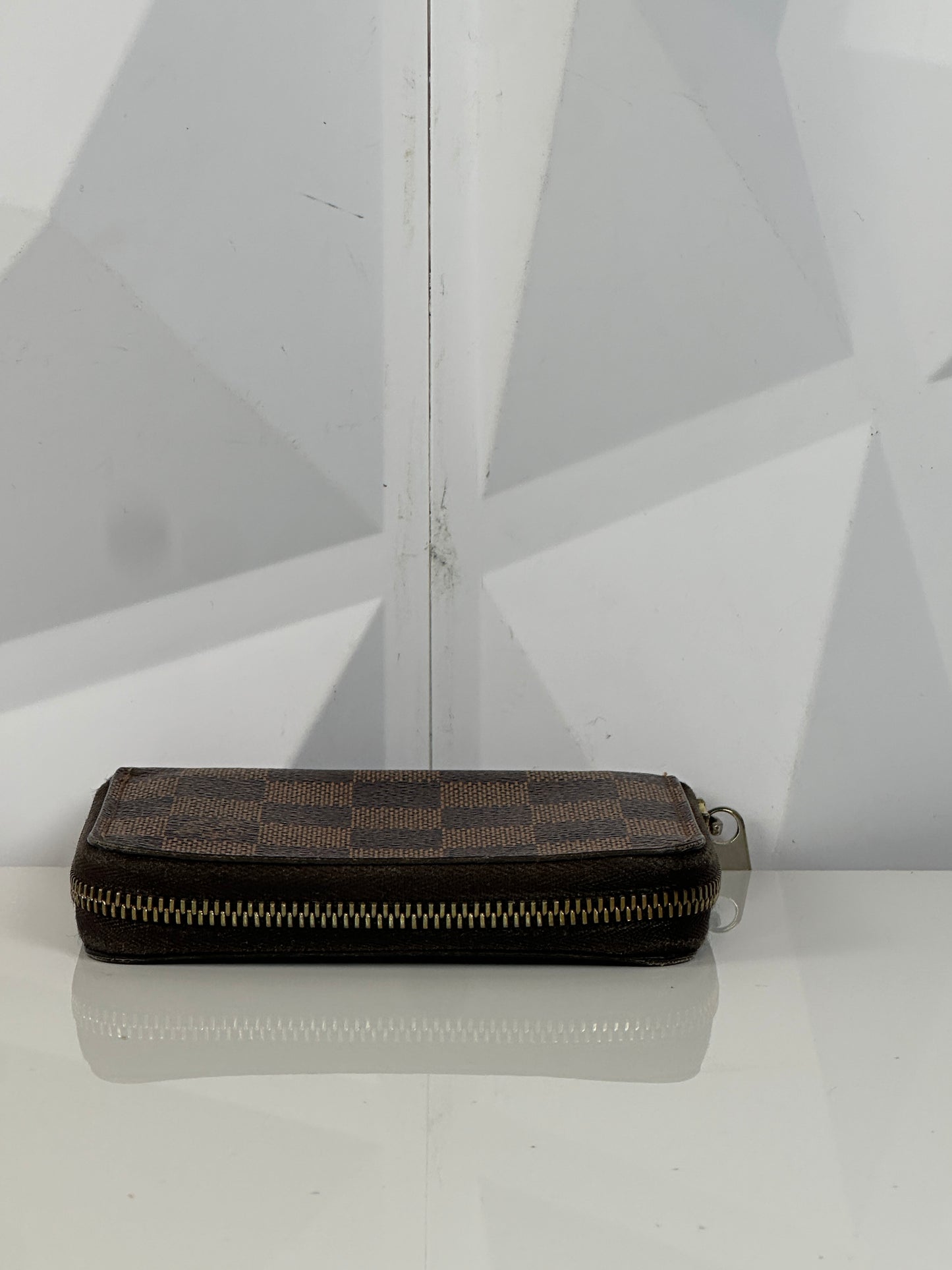 Pre-owned LOUIS VUITTON Zippy Damier Ebene Compact Wallet DE