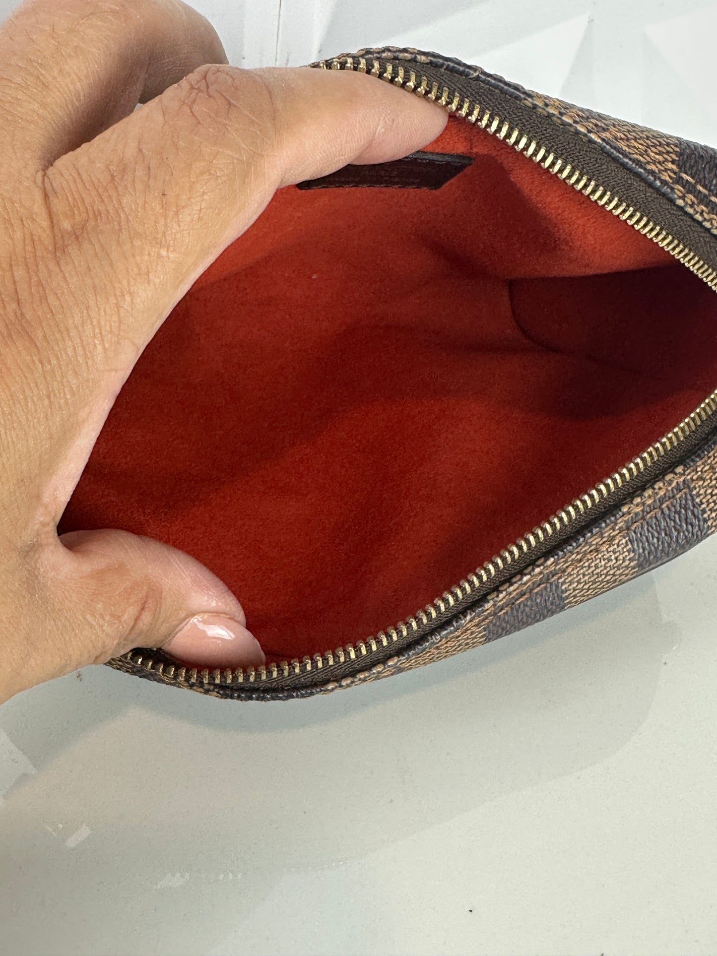 Pre-owned LOUIS VUITTON Ipanema Pochette PM in Damier Ebene Canvas