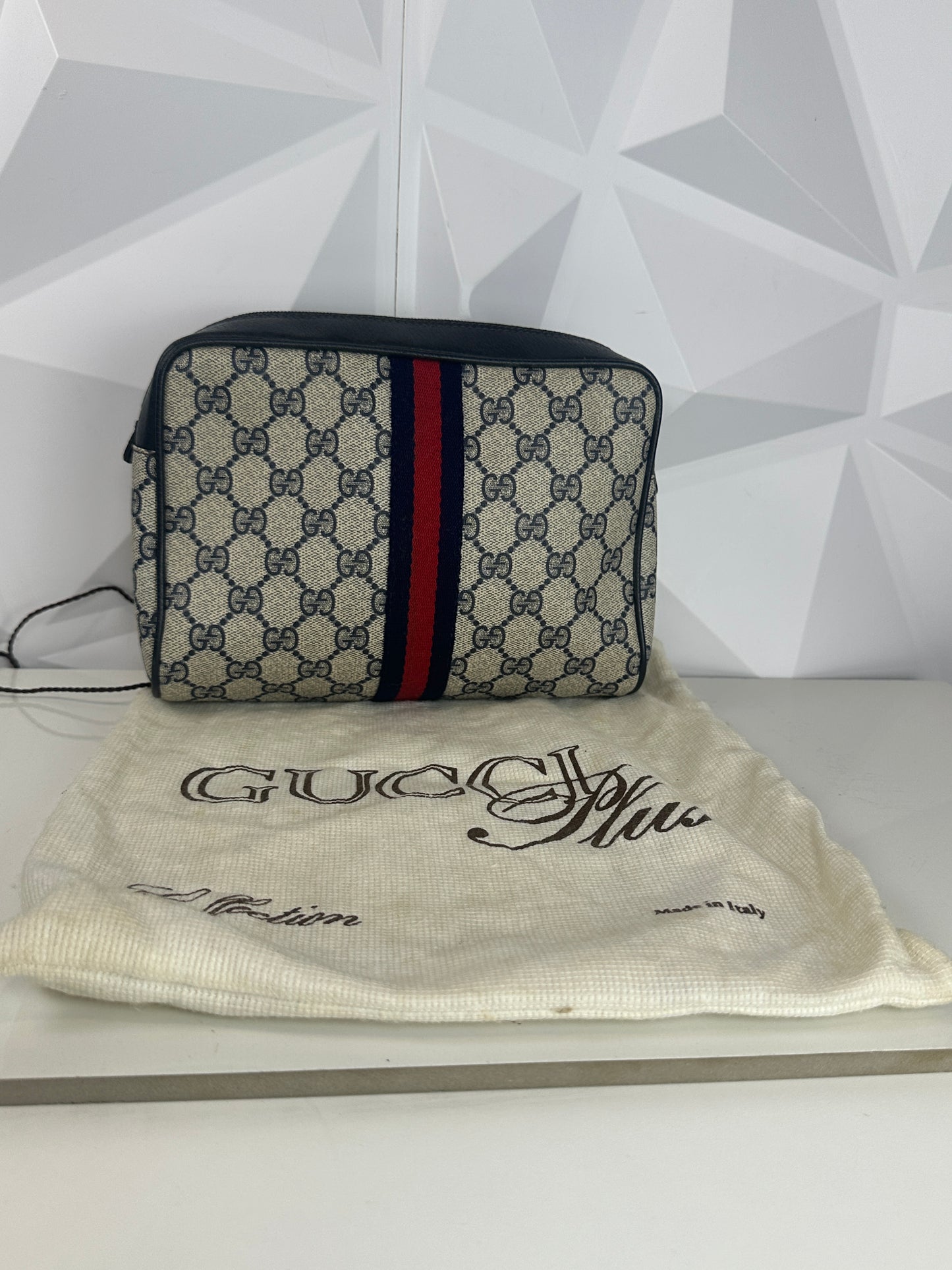 Pre-owned GUCCI GG Supreme Sherry Line Clutch