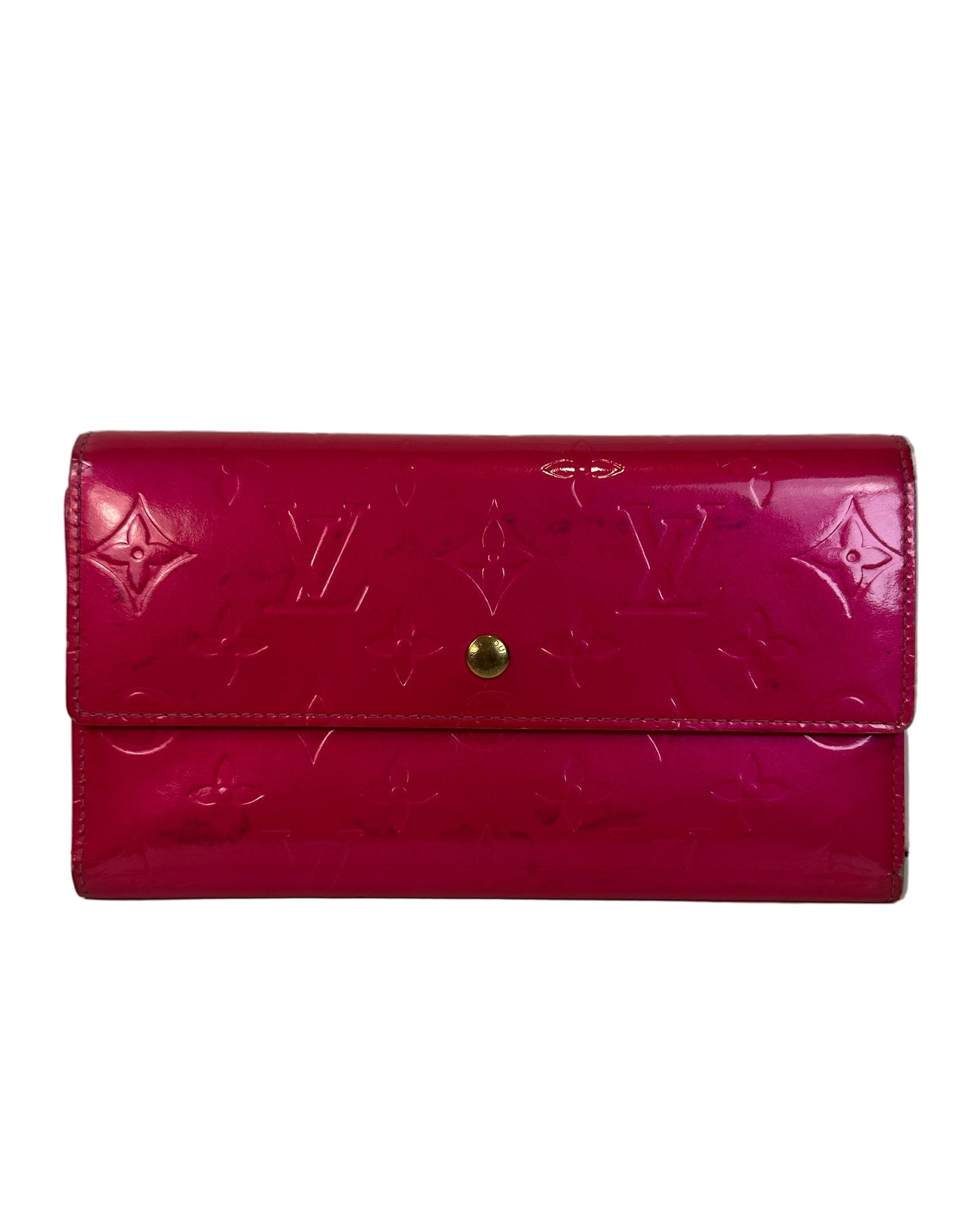 Pre-owned LOUIS VUITTON Neon Pink Vernis Wallet