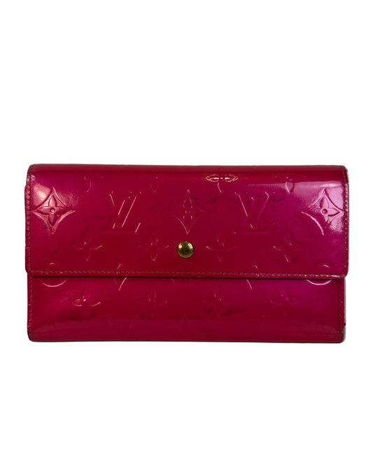 Pre-owned LOUIS VUITTON Neon Pink Vernis Wallet
