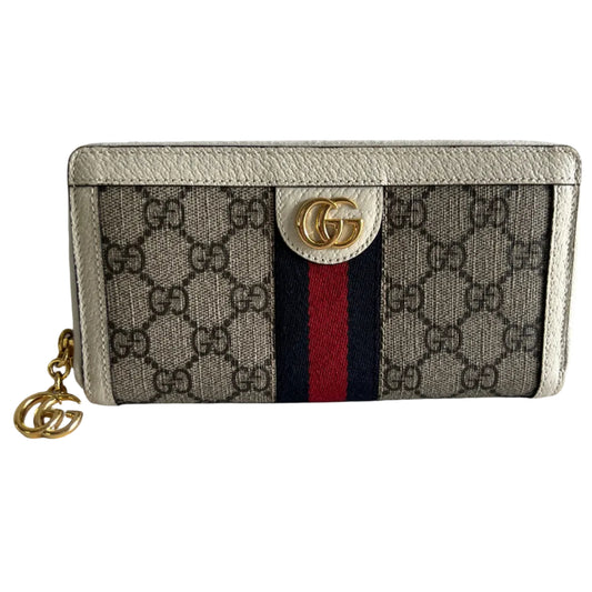 Pre-owned GUCCI Guccissima canvas blue red blue zippy long wallet_ 280