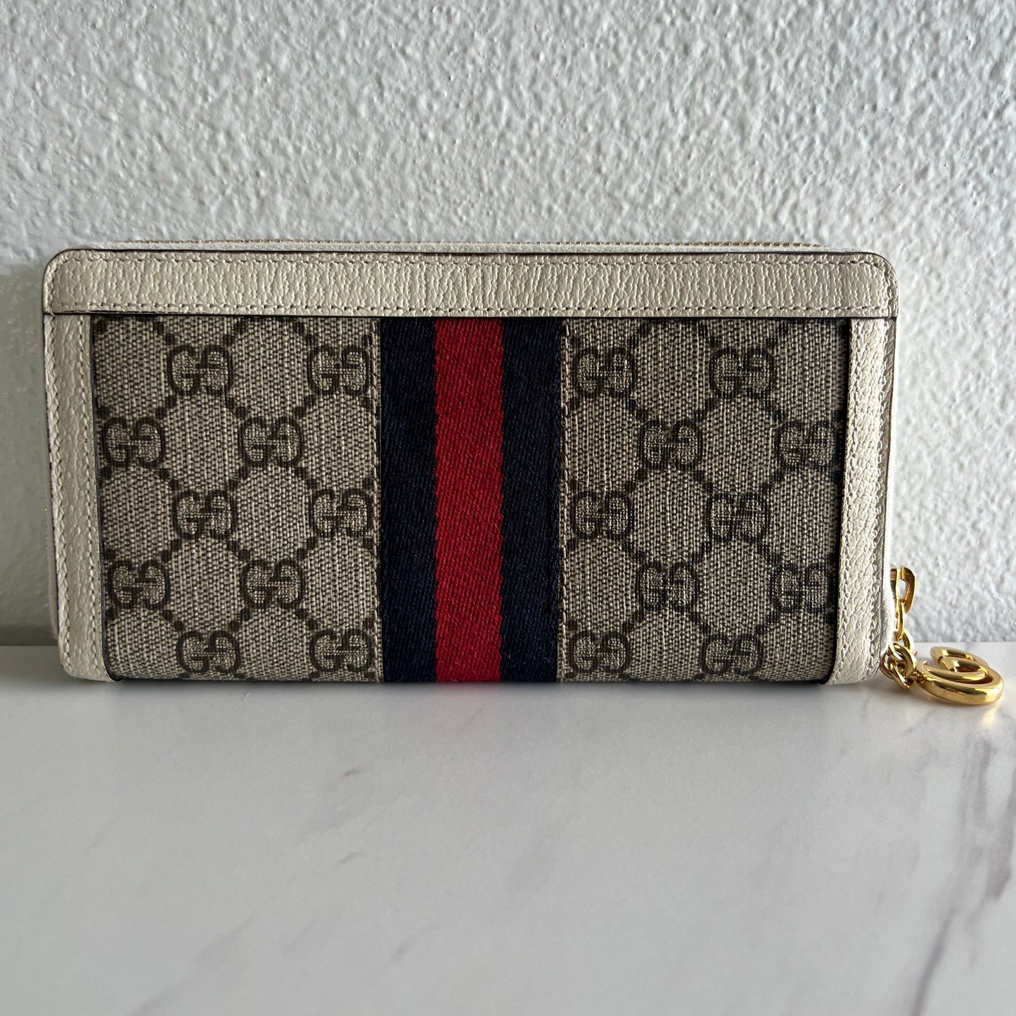 Pre-owned GUCCI Guccissima canvas blue red blue zippy long wallet_ 280