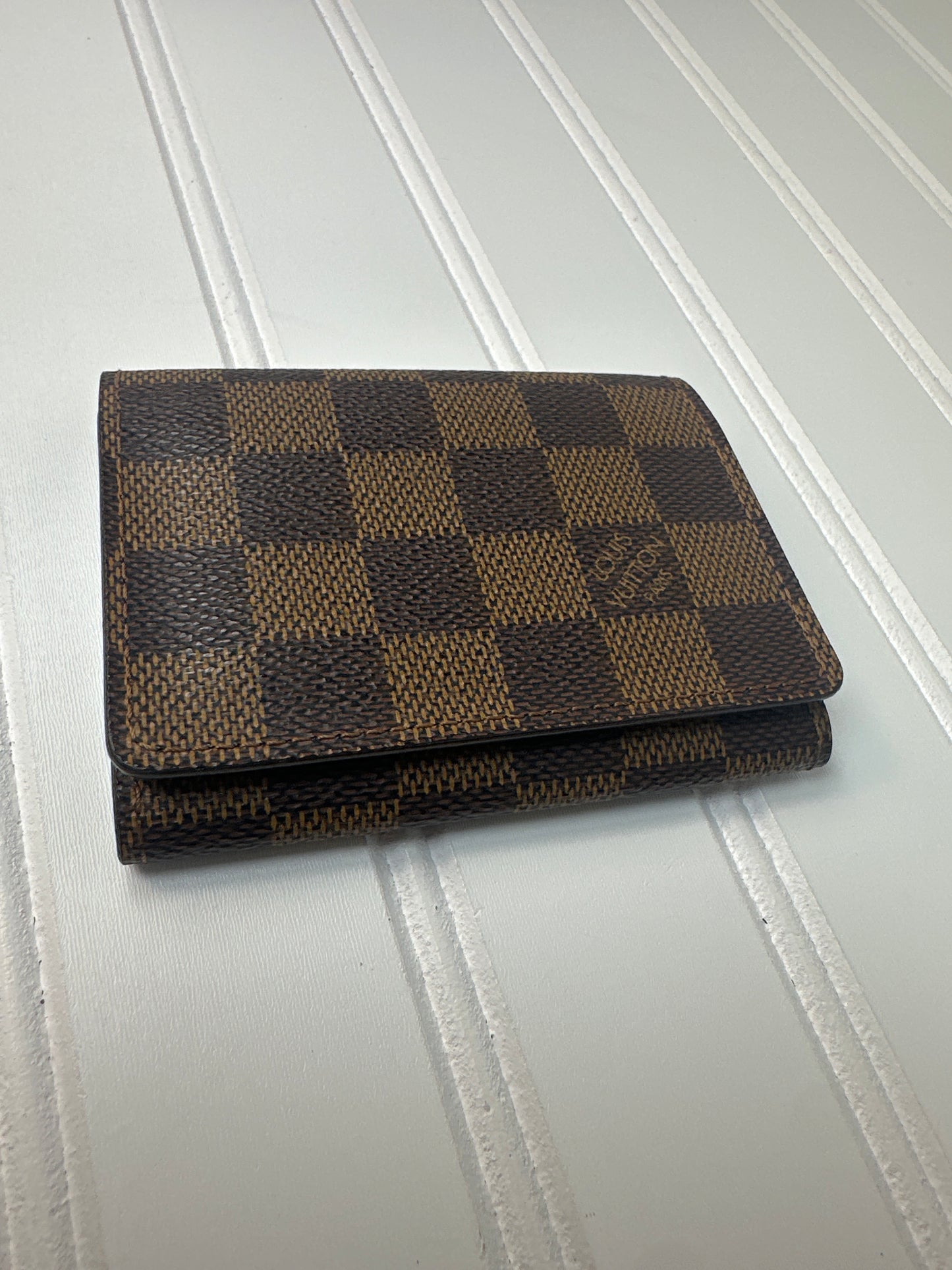 Pre-owned LOUIS VUITTON Business Card Holder Damier Ebene _189-3