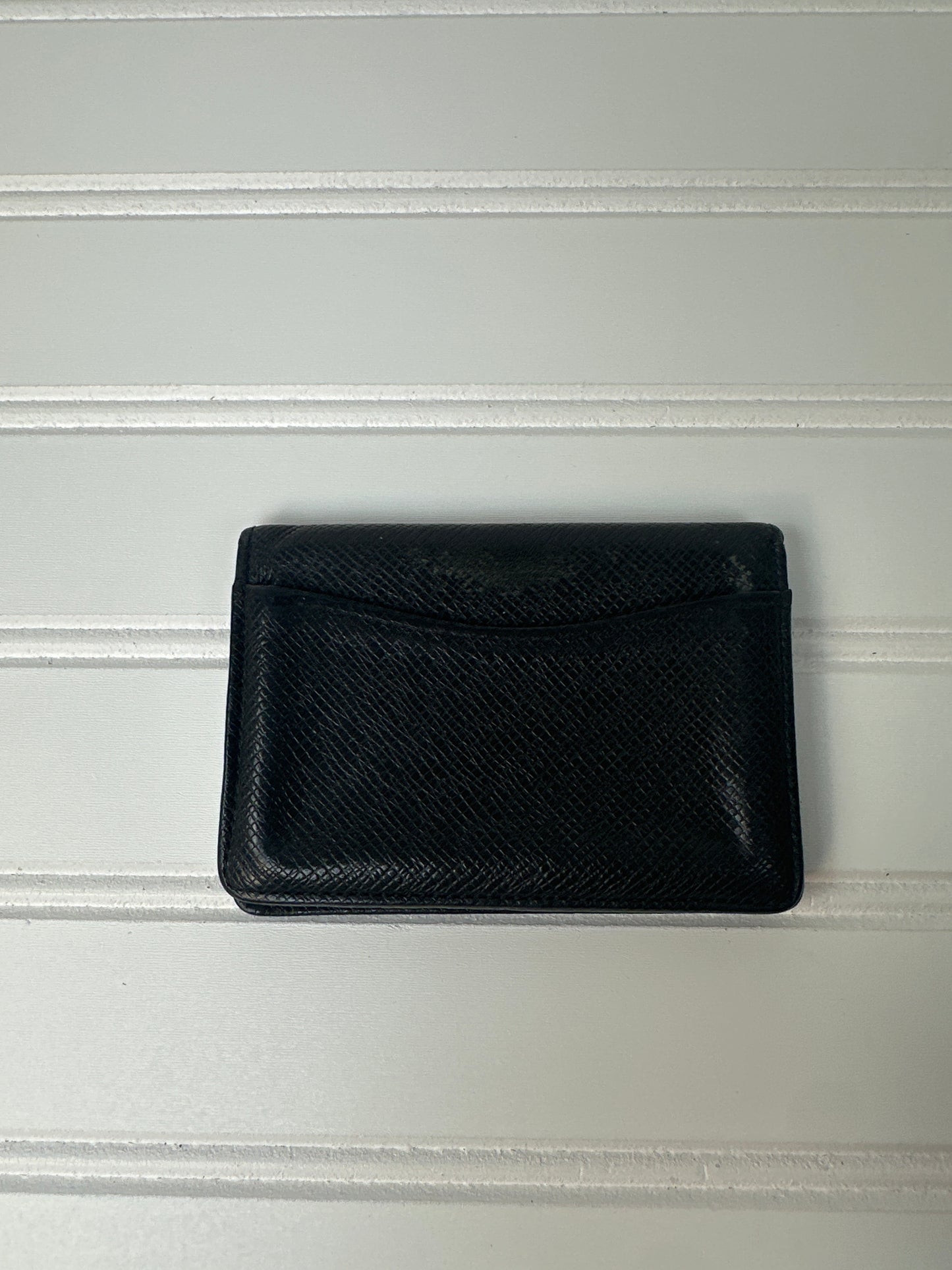 Pre-owned LOUIS VUITTON Pocket Organizer in Taïga Black Leather _189-4