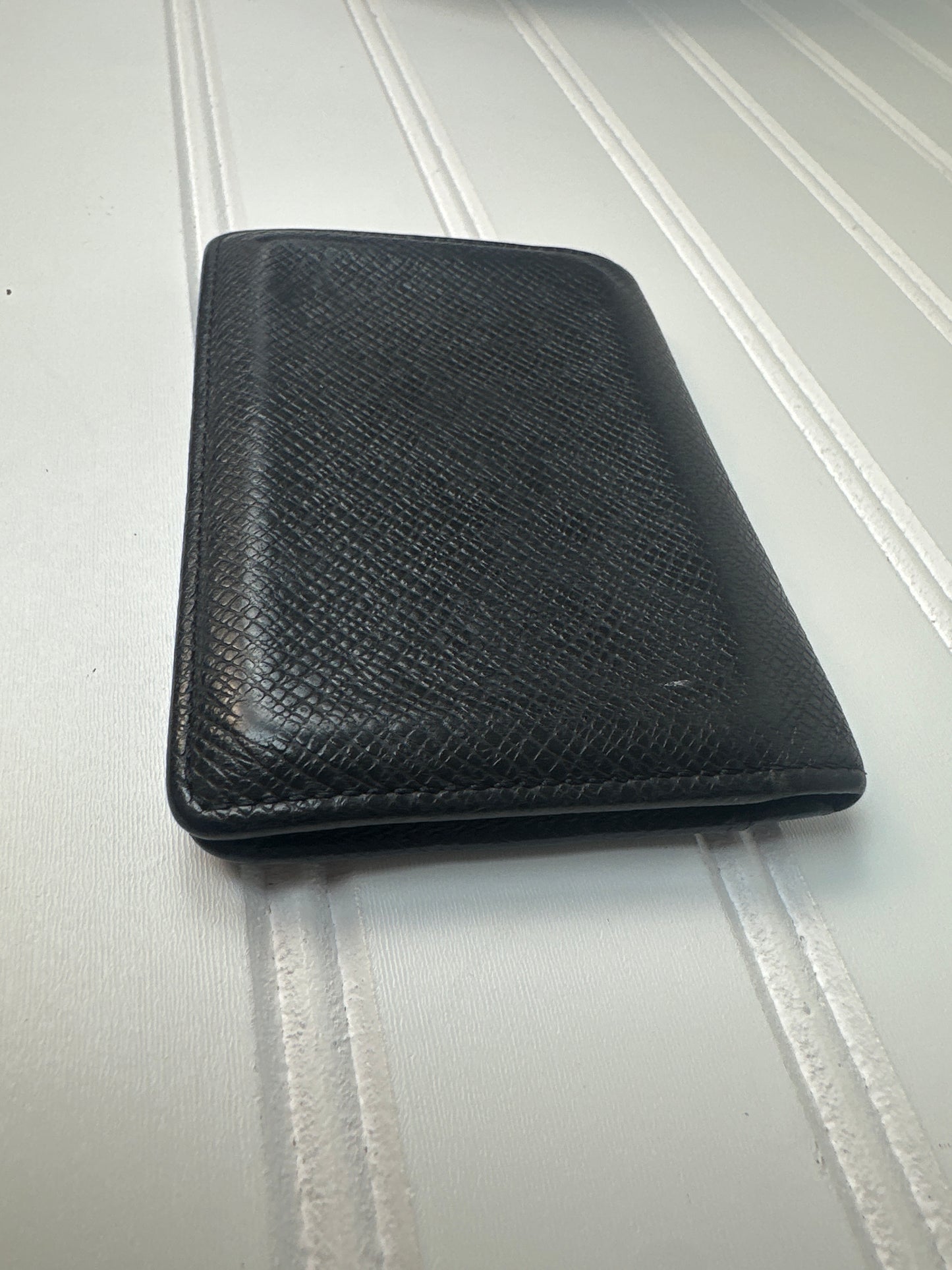 Pre-owned LOUIS VUITTON Pocket Organizer in Taïga Black Leather _189-4