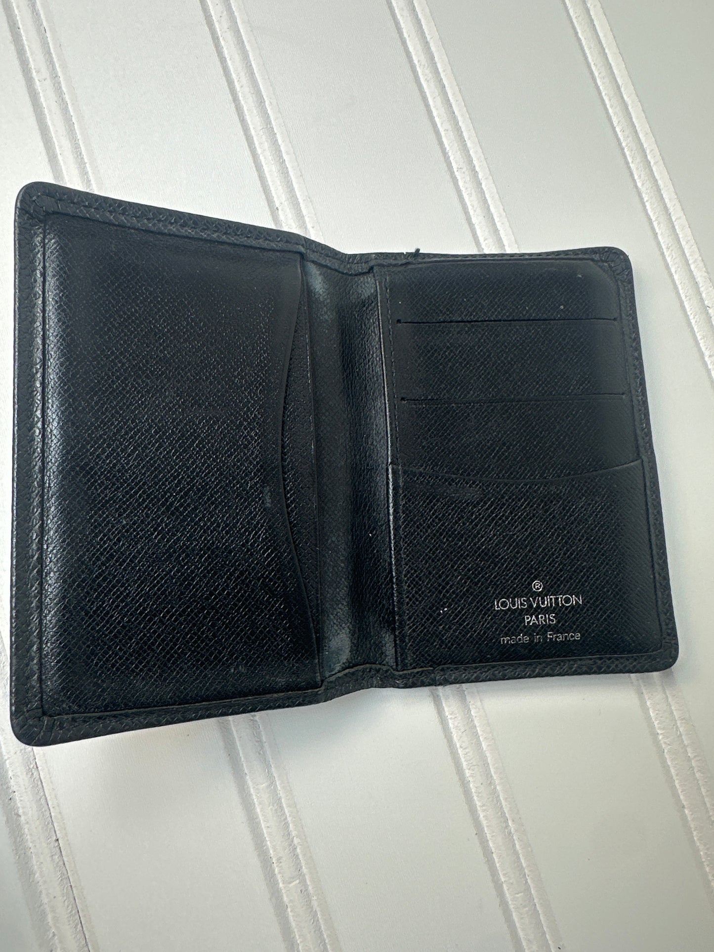 Pre-owned LOUIS VUITTON Pocket Organizer in Taïga Black Leather _189-4