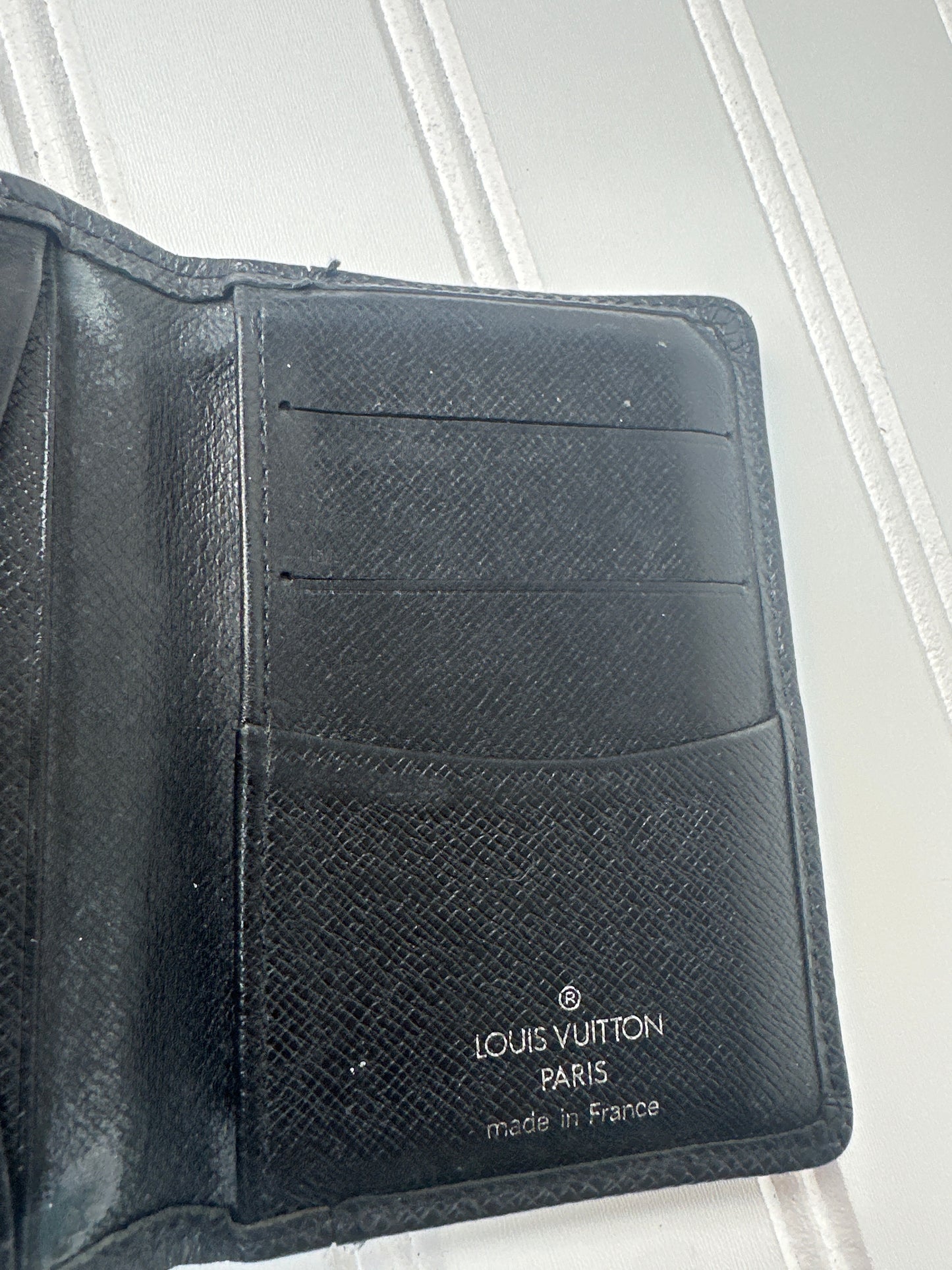 Pre-owned LOUIS VUITTON Pocket Organizer in Taïga Black Leather _189-4