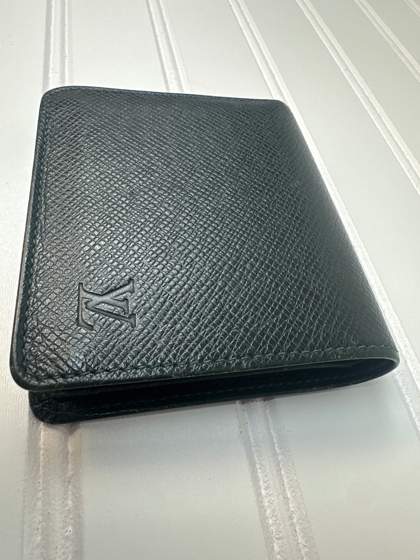 Pre-owned LOUIS VUITTON Bi-fold Wallet Green Leather _190-4