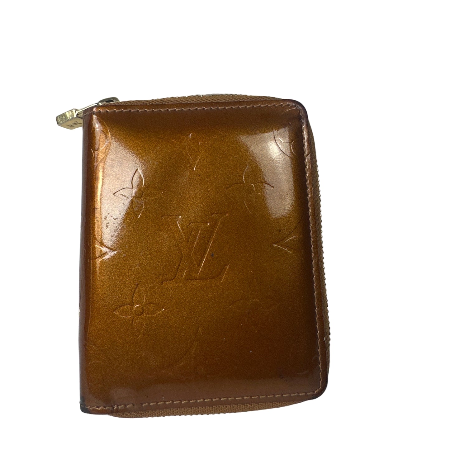 Pre-owned LOUIS VUITTON Vernis Brown Zippy Compact Wallet