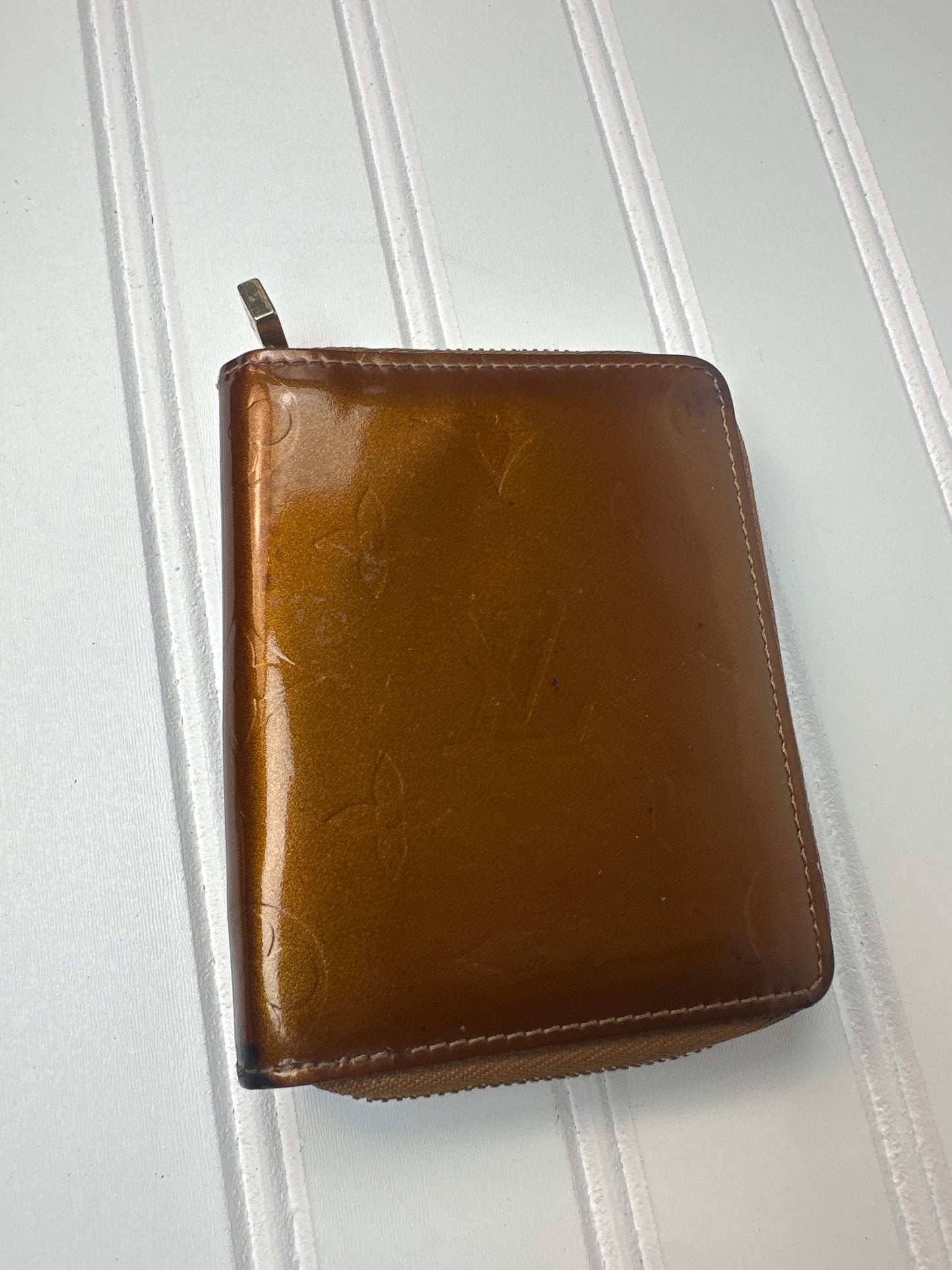 Pre-owned LOUIS VUITTON Vernis Brown Zippy Compact Wallet