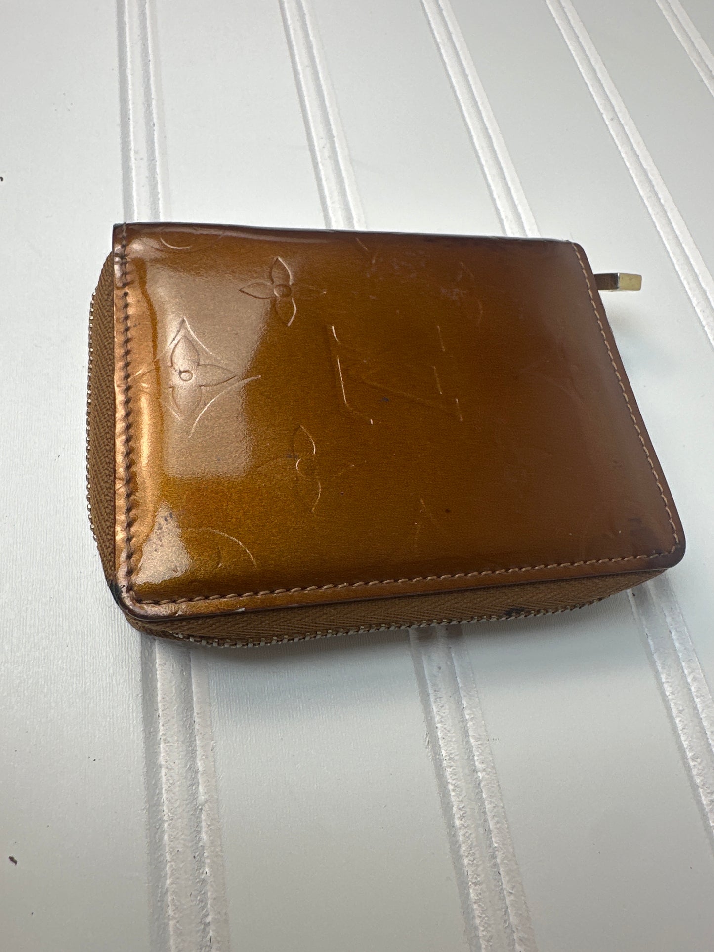 Pre-owned LOUIS VUITTON Vernis Brown Zippy Compact Wallet