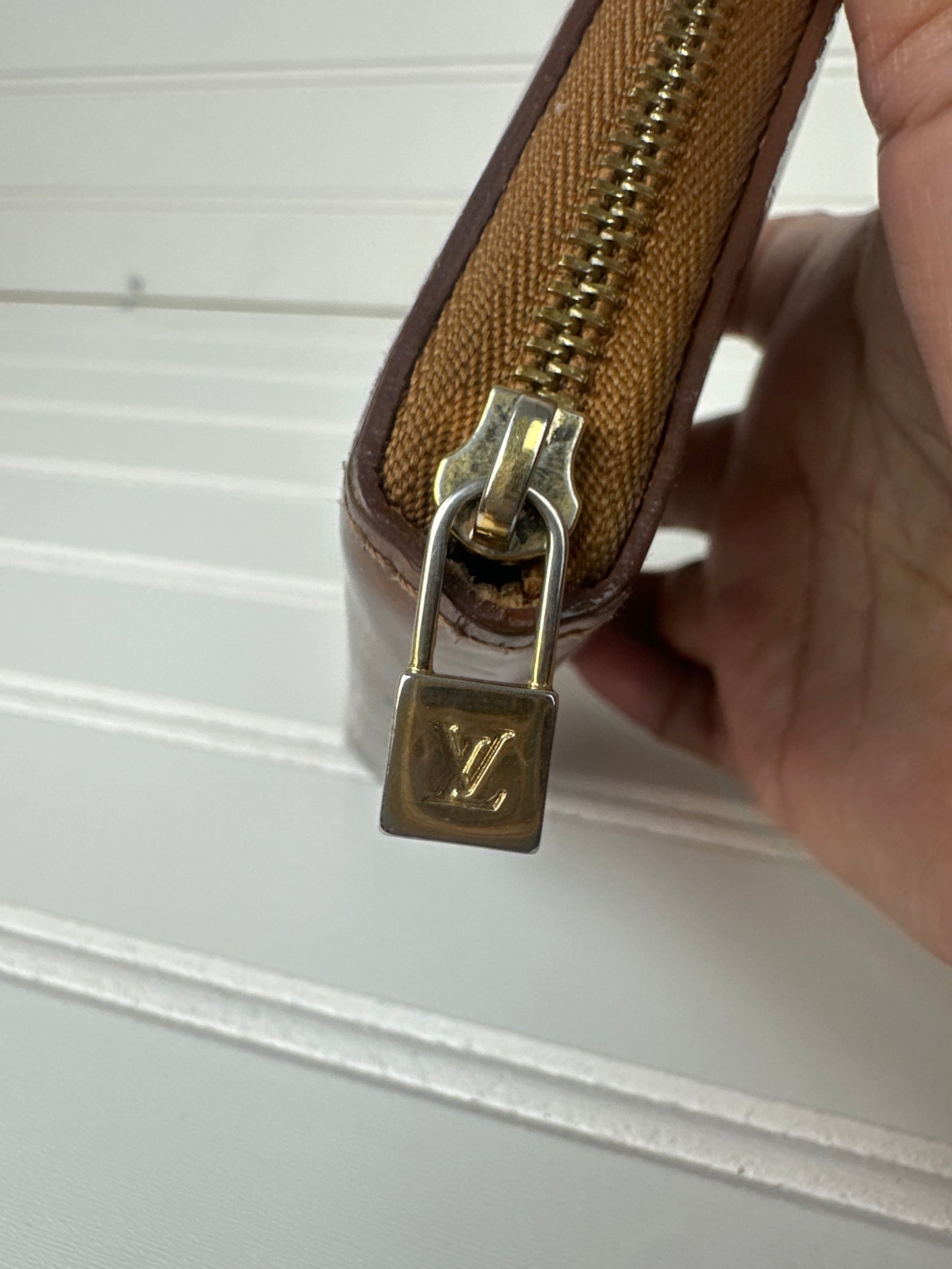 Pre-owned LOUIS VUITTON Vernis Brown Zippy Compact Wallet