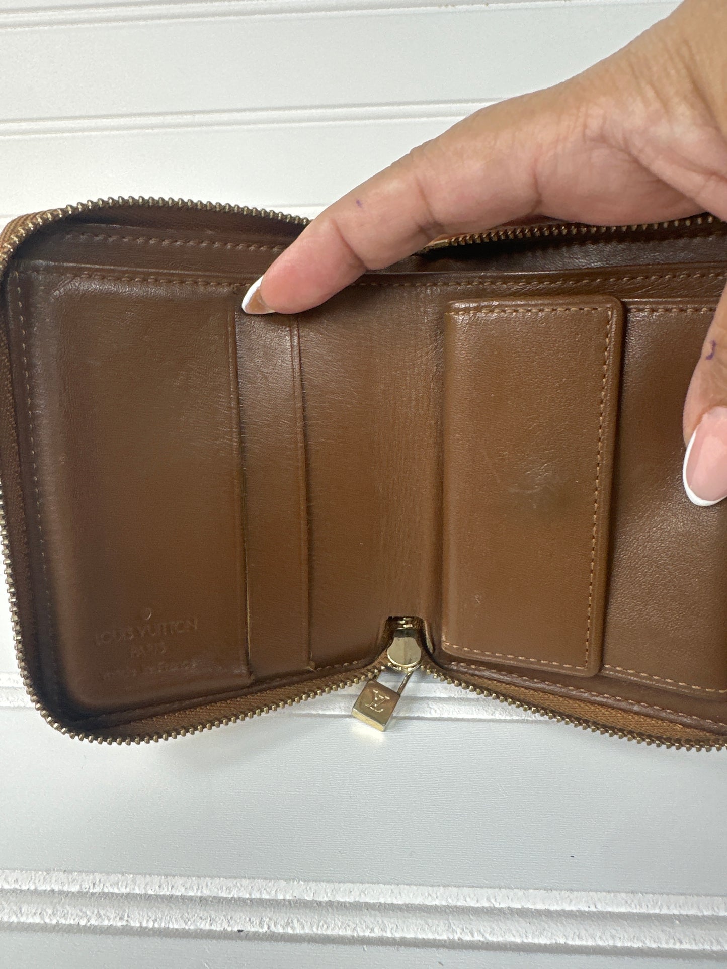 Pre-owned LOUIS VUITTON Vernis Brown Zippy Compact Wallet